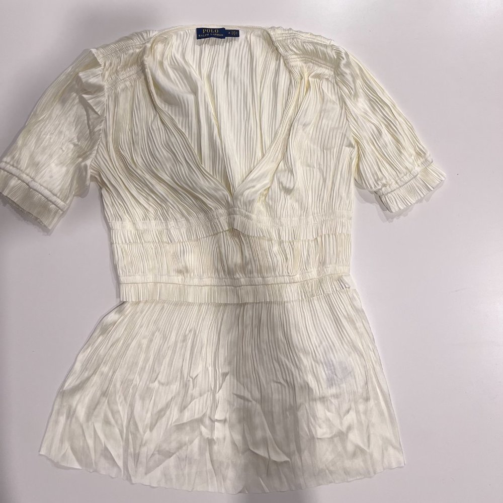 Ralph Lauren Pleated Satin Blouse NWOT
